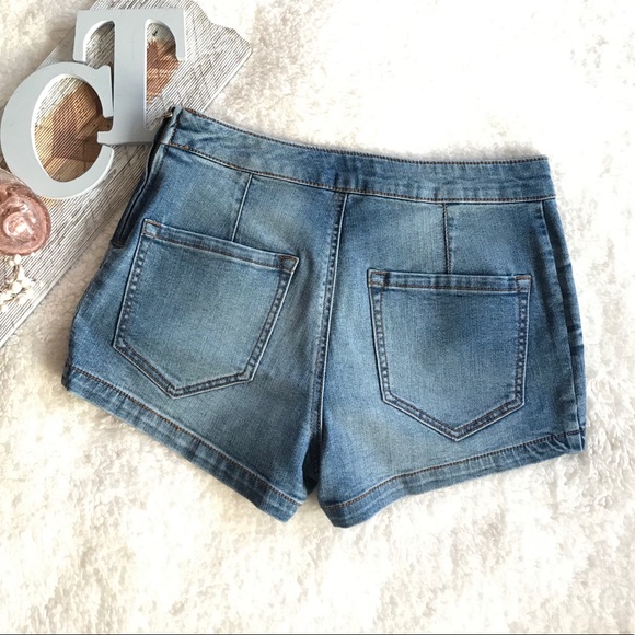 New Mudd High Waist Denim Shorts Side Zip Festival - Picture 4 of 6